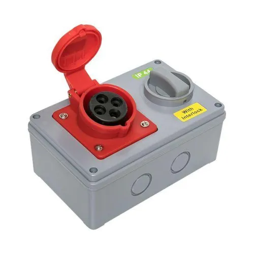 Розетка 1414 3Р+РЕ 16А 380В IP44 с блокировкой и выкл. EKF ps-1414-16-380 фото 3