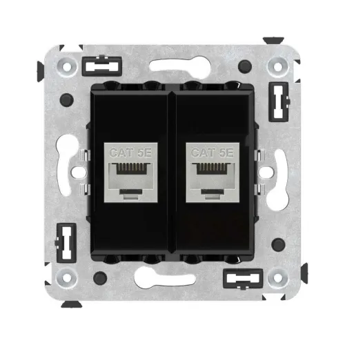 Розетка компьютерная 2-м СП Avanti "Черный квадрат" RJ45 кат.5E без шторок экранир. механизм DKC 4402764