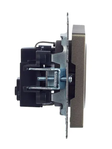Розетка BRITE РС11-1-0-БрШ 16А с заземл. без защ. шторки механизм шампань IEK BR-R11-16-K37 фото 2