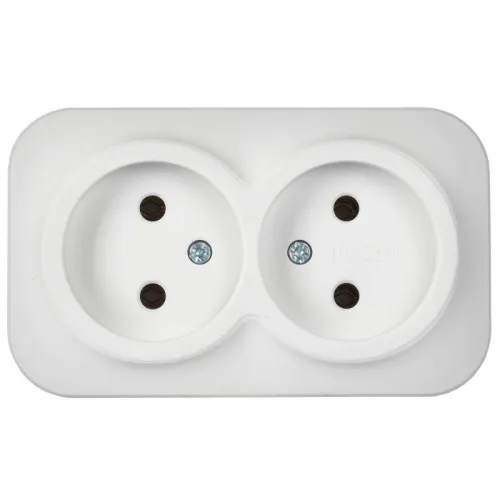 Розетка 2-м ОП GLORY РС22-2-ХБм 10А без заземл. без защ. шторок бел. матов. IEK ERH20-K01M-10 фото 2