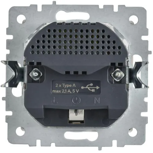 Розетка BRITE РЮш10-1-БрАБ 16А с USB A+A 2.1А с заземл. защ. шторки механизм арктич. бел. IEK BR-R14-16-U21-D21-K91 фото 2