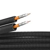 Электротруба ПНД гибкая гофрированная d20мм с коаксиальным кабелем SAT нг(А)-HF (уп.50м) черн. DKC 7VE72050B