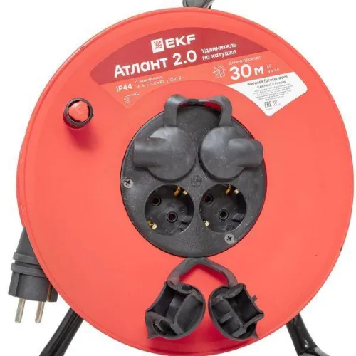 Удлинитель на катушке 4х30м с заземл. 16А IP44 Атлант 2.0 3.5кВт КГ 3х1.5 PROxima EKF UKA02-16-315R-4-30-IP44 фото 5