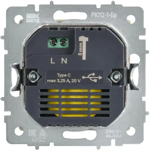 Розетка СП BRITE USB C 65Вт высокоскор. заряд. РЮ12-1-БрЧ черн. IEK BR-U13-065-K02 фото 5