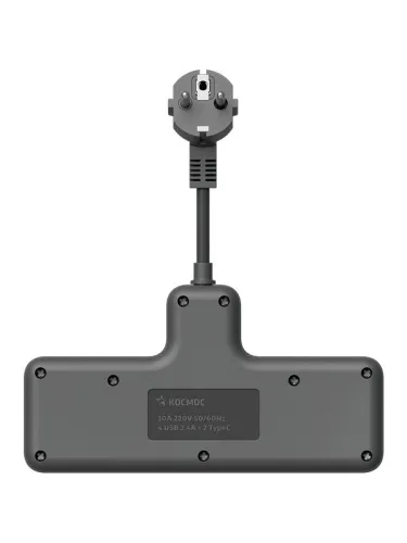 Удлинитель с сетевым фильтром 3х0.3м 10А 2USB + 1USBC 2500Вт ПВС 3х1 компакт черн. КОСМОС FRKsm0.3m-3g(B)USB фото 4