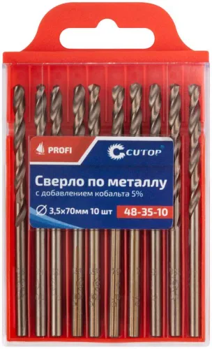 Набор сверл по металлу Profi 3.5х70мм с кобальтом 5проц. (уп.10шт) Cutop 48-35-10 фото 3