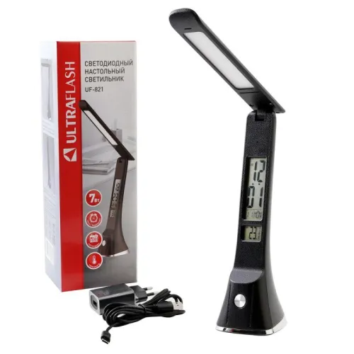 Светильник светодиодный настольный UF-821 C02 7Вт дисплей смена цвет. темп кожа черн. Ultraflash 15179 фото 8