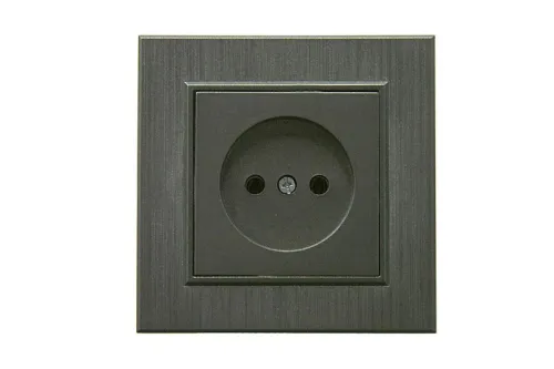 Розетка 1-м Karea LINE STAR без заземл. дым. металлик Makel 86050022