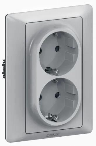 Рамка 1-м Valena Life для двойных розеток алюм. Leg 754241 фото 2