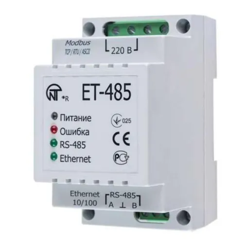 Преобразователь интерфейсов ЕТ-485 (24 V) (точка доступа к NT Cloud (Ethernet) RS-485 питание 220В или 7-24В к-во модулей - 3 НовАтек-Электро 3425680485 24