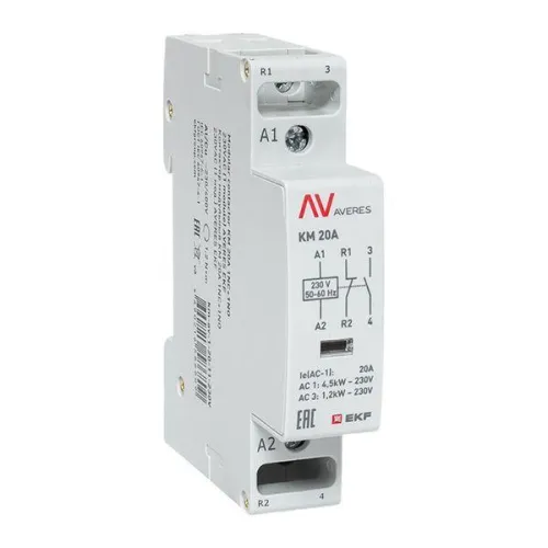 Контактор модульный КМ 20А 1NC+1NO 230В AC (1 мод.) AVERES EKF km-av-1-20-11-230V
