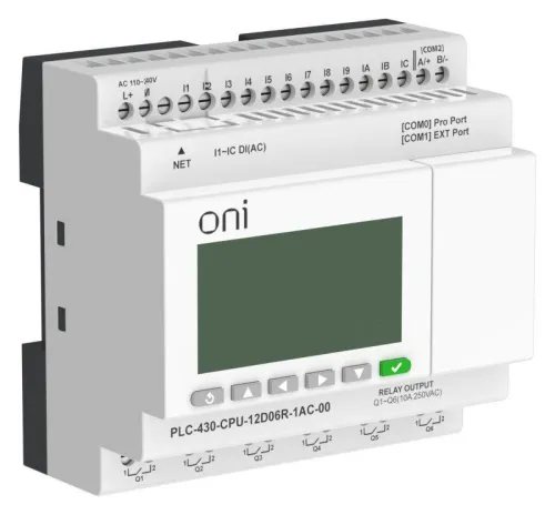 Модуль ЦПУ ПЛК 430 12 DI 6 RO 220В AC с Ethernet портом с экраном ONI PLC-430-CPU-12D06R-1AC-00 фото 4