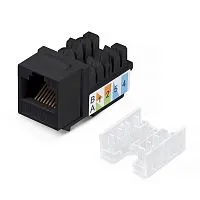 Вставка Keystone Jack RJ45 кат.6 заделка тип 110 черная со стяжкой Cabeus 10102c