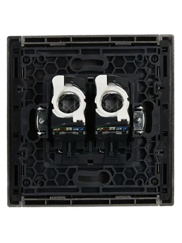 Розетка компьютерная 2-м RJ45 кат.5E FORTE&PIANO FP533 сталь IEK FP-K20-1-K46 фото 3