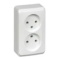 Розетка 2-м ОП Этюд 16А IP20 250В без заземл. без защ. шторок бел. SE PA16-005B