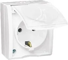 Розетка 1-м ОП Simon15 16А IP54 250В с заземл. с крышкой винт. клеммы бел. Simon 1594445-030