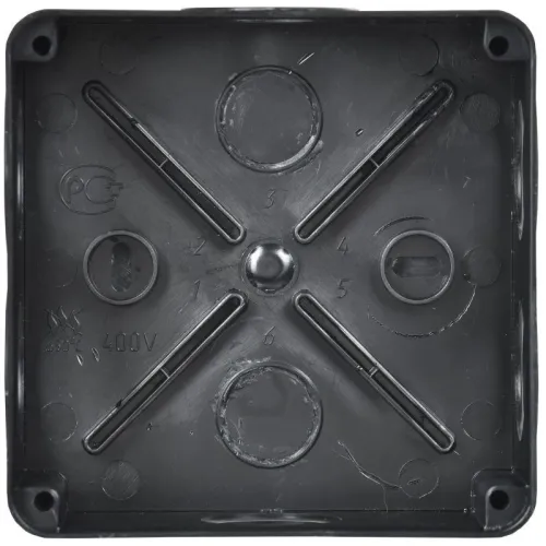 Коробка распаячная КМ41233 100х100х50мм IP44 6 вводов черн. IEK UKO11-100-100-050-K02-44 фото 4