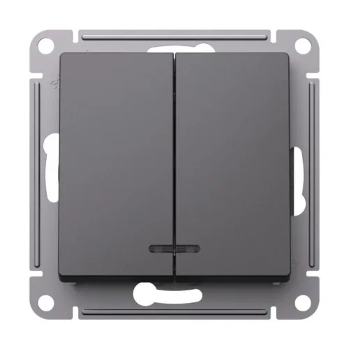 Выключатель 2-кл. AtlasDesign (сх. 5а) 10AX с подсветкой механизм базальт SE ATN001453 фото 3