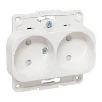Розетка 2-м СП Стокгольм 10А IP20 без заземл. защ. шторки механизм бел. PROxima EKF EYR10-102-10