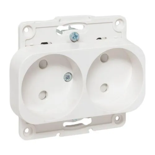 Розетка 2-м СП Стокгольм 10А IP20 без заземл. защ. шторки механизм бел. PROxima EKF EYR10-102-10