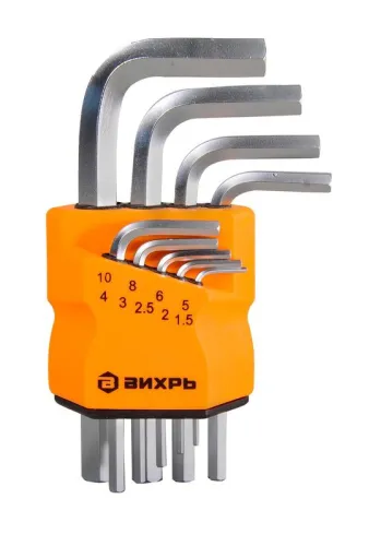 Набор ключей имбусовых HEX 9шт 1.5-10мм Вихрь 73/6/5/11 фото 2