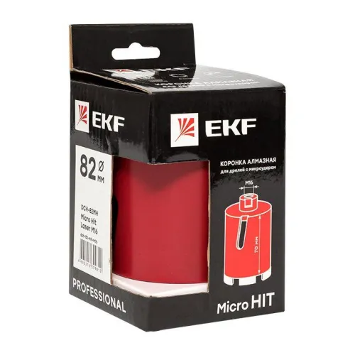 Коронка алмазная для дрелей с микроударом DCH-82MH Micro Hit Laser M16 Professional EKF dch-82-mh-m16 фото 2