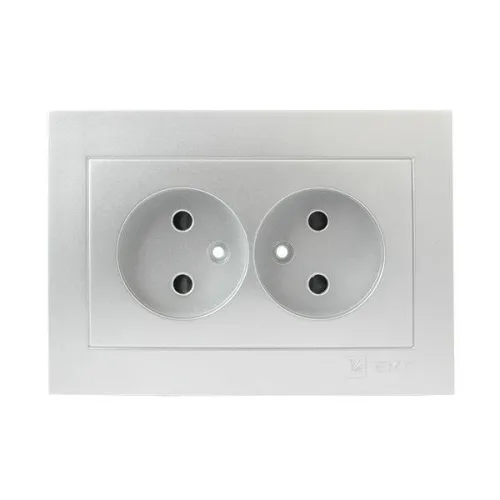 Панель лицевая Валенсия для розетки 2-м 10А защ. шторки без заземл. сталь PROxima EKF ESR10-L-102-30 фото 2