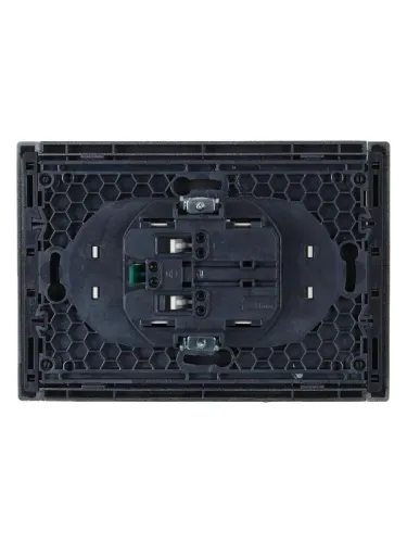 Розетка 2-м СП FORTE&PIANO FP524 16А с заземл. без защ. шторок безвинт. крепл. сталь IEK FP-R21-16-1-K46 фото 4