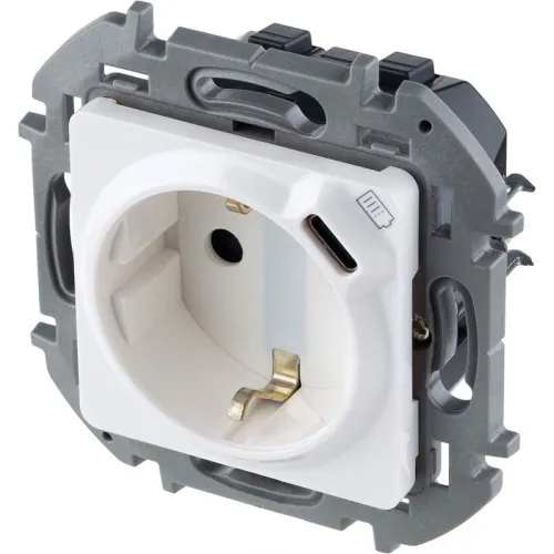Розетка 1-м СП Inspiria 16А IP20 250В 2P+E немецк. стандарт с заряд. устройством USB тип C 1.5А 5В механизм бел. IEK 673770 фото 7