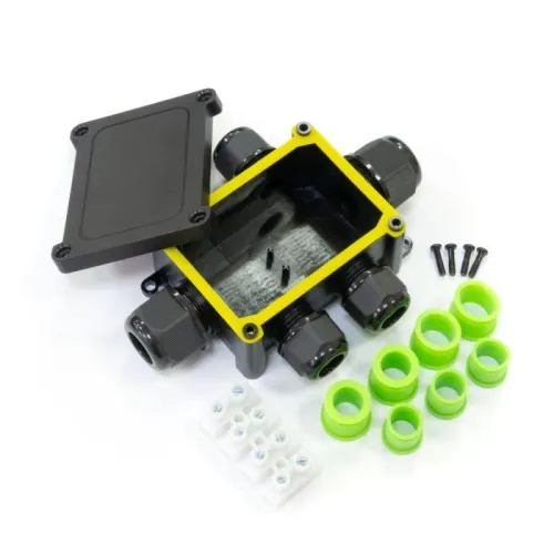 Коробка распределительная ОП 135х96х42 5-вводная IP68 ПА66 40А 450В d5-14мм черн. Промрукав PR08.13150 фото 2