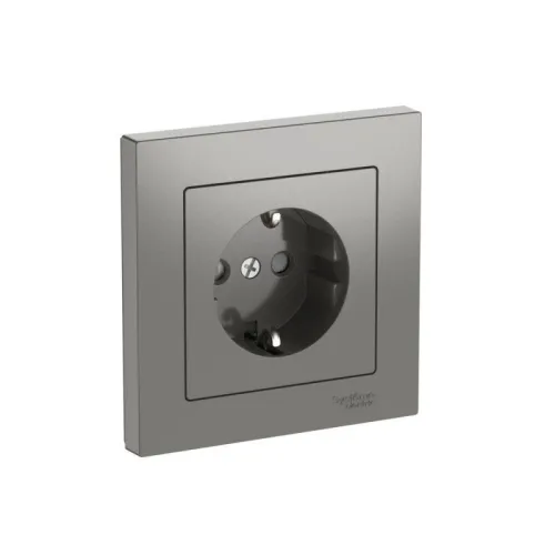 Розетка AtlasDesign 16А с заземл. защ. шторки быстрозажим. клем. в сборе сталь SE ATN000944S