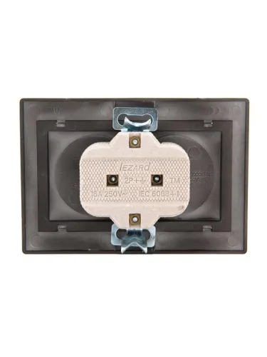 Розетка 2-м СП Mira 16А IP20 без заземл. со вставкой керамика черн. бархат LEZARD 701-4242-128 фото 2