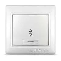 Переключатель проходной 1-кл. СП Севиль 10А IP20 с подсветкой бел. UNIVersal С0125