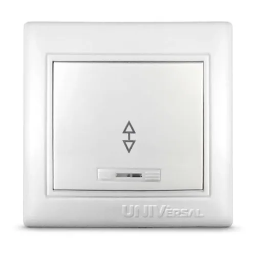 Переключатель проходной 1-кл. СП Севиль 10А IP20 с подсветкой бел. UNIVersal С0125