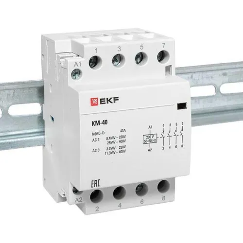 Контактор модульный КМ 40А 4NО (3 мод.) EKF km-3-40-40 фото 4