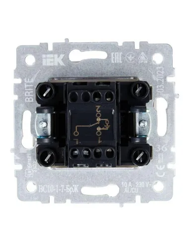 Выключатель проходной 1-кл. СП BRITE ВС10-1-7-БрЖ 10А с индик. механизм жемчуж. IEK BR-V12-1-10-K36 фото 4