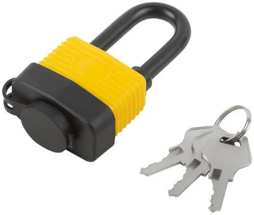 Замок навесной всепогодный 40х31мм длинная стальная дужка 6мм FIT 67193 фото 3