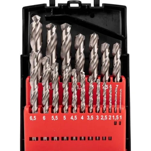 Набор сверл по металлу 1-10мм (через 0.5мм) Р6М5 цилиндрический хвостовик 19шт Kranz KR-91-0635 фото 3