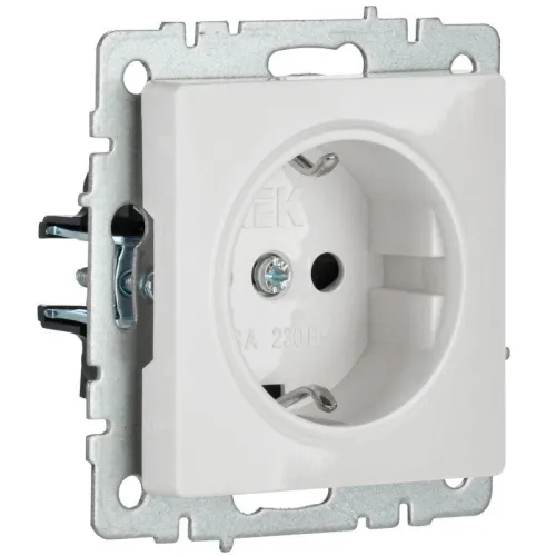 Розетка BRITE РС14-1-0-БрБ 16А с заземл. защ. шторки механизм бел. IEK BR-R14-16-K01 фото 5