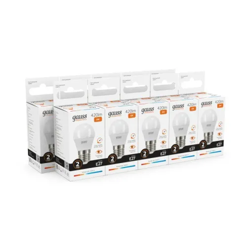 Лампа светодиодная Elementary 6Вт P45 шар 3000К тепл. бел. E27 420лм GAUSS 53216 фото 6