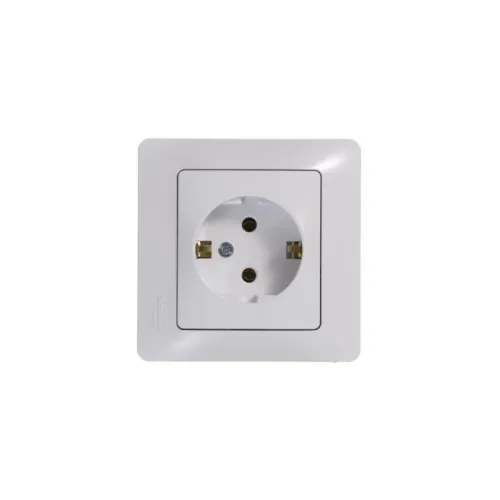 Розетка 1-м СП Glossa 16А IP20 с заземл. в сборе бел. SE GSL000142 фото 2