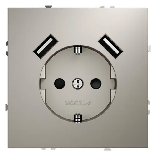 Розетка 1-м СП S70 16А с USB A+A с заземл. защ. шторки механизм кашемир Voltum VLS040403