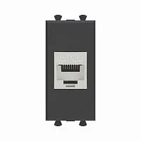 Розетка компьютерная 1мод. Avanti "Черный матовый" RJ45 кат.6A без шторок экранир. модульная механизм DKC 4412771