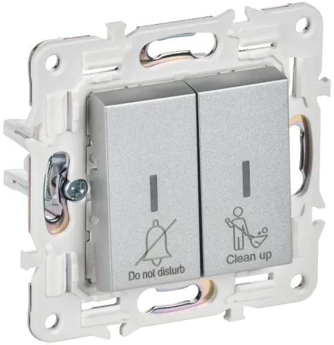 Выключатель 2-кл. SKANDY 10А SK-V16S для отелей с индикацией серебр. IEK SK-V20-2-10-K23