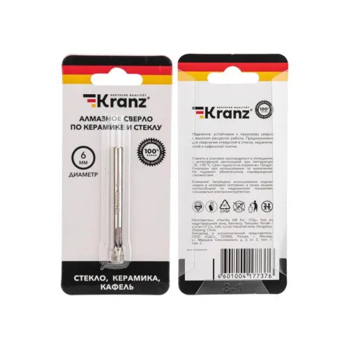 Сверло алмазное 6мм по керамике и стеклу Kranz KR-92-0001 фото 4
