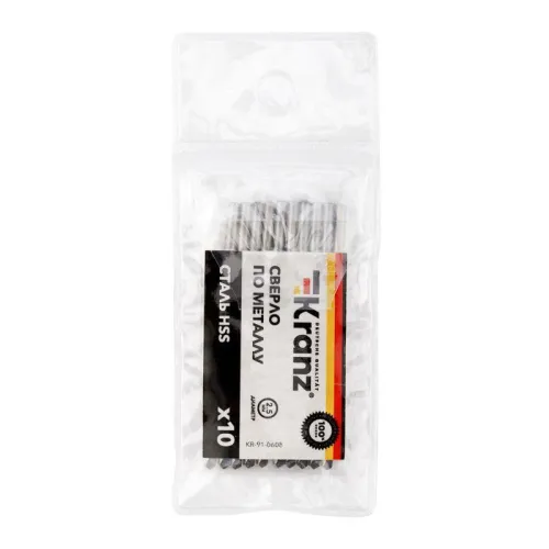 Сверло по металлу 2.5мм HSS DIN 338 (уп.10шт) Kranz KR-91-0608 фото 5