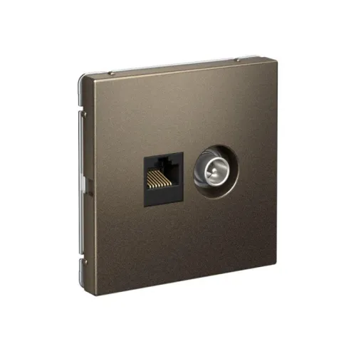 Розетка компьютерная + телевизионная 2-м ArtGallery RJ45 + TV кат.5E мокко SE GAL000689 фото 2