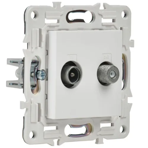 Розетка двойная TV+SAT SKANDY SK-A13W арктич. бел. IEK SK-AF20-O-K01 фото 2