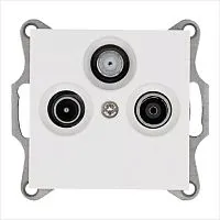 Розетка телевизионная оконечная TV + FM + SAT 3-м Ф9.5мм механизм бел. глянцевый Jasmart G6206W