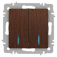 Выключатель 2-кл. СП Accent 6-105-10 10А IP20 250В с подсветкой AL/CU венге Intro Б0063527